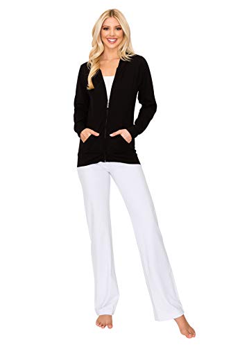 Black Women's Full Zip Hoodie Jacket, XXL