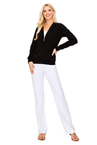 Black Women's Full Zip Hoodie Jacket, XXL