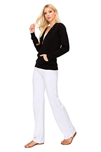Black Women's Full Zip Hoodie Jacket, XXL