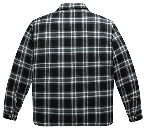 WenVen Men's Plaid Flannel Sherpa Jacket (Black, XL)
