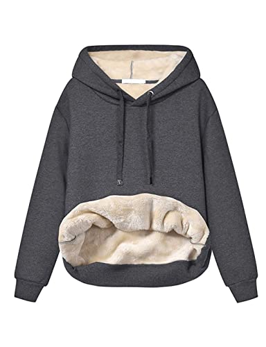 Cozy Dark Grey Hooded Sweatshirt for Women