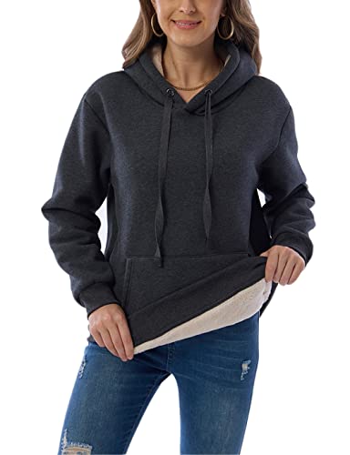Cozy Dark Grey Hooded Sweatshirt for Women