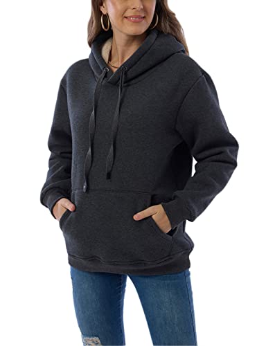 Cozy Dark Grey Hooded Sweatshirt for Women