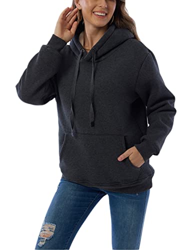 Cozy Dark Grey Hooded Sweatshirt for Women