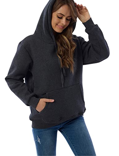 Cozy Dark Grey Hooded Sweatshirt for Women