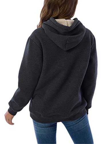 Cozy Dark Grey Hooded Sweatshirt for Women
