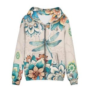 Showy Dragonfly Zip Up Hoodie for Teens