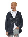 Vintage Star Graphic Oversized Zip-Up Hoodie