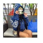 Y2K Rhinestone Zip-Up Hoodie – Ab-Blue, Small