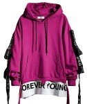 Trendy Rose Red Men's Hoodie with Letter Print