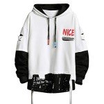 Trendy Men's Hip Hop Patchwork Hoodie - White