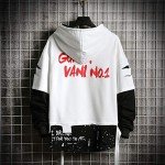 Trendy Men's Hip Hop Patchwork Hoodie - White