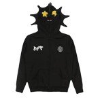 Black Rhinestone Full Zip Up Oversized Hoodie