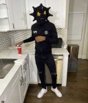 Black Rhinestone Full Zip Up Oversized Hoodie