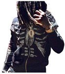 Y2K Men’s Zip-Up Hoodie with Crystal Skull