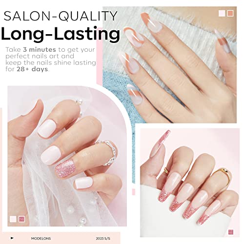 Gel Nail Polish Set: 6 Colors, Nude Pink