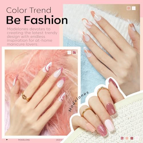 Gel Nail Polish Set: 6 Colors, Nude Pink