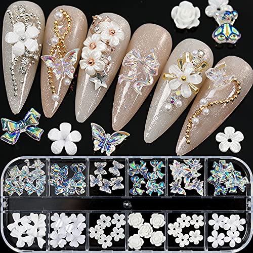 Butterfly Floral Nail Art Pendant with Rhinestones