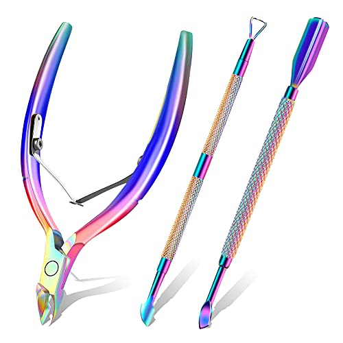 Stainless Steel Cuticle Trimmer Set: Pusher, Scissors, Nipper