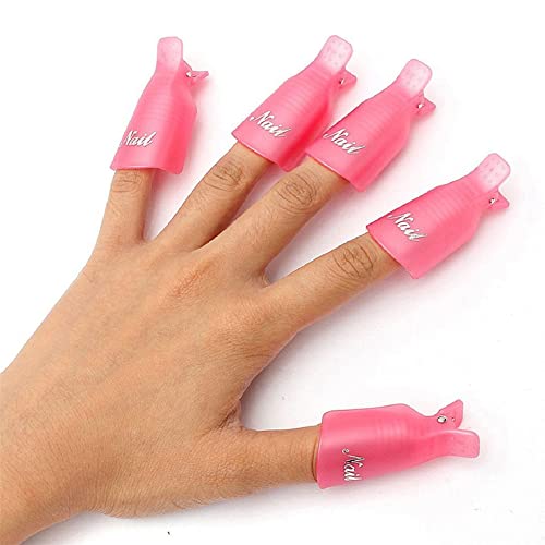 10PC Pink Plastic Nail Art Soak Off Clip