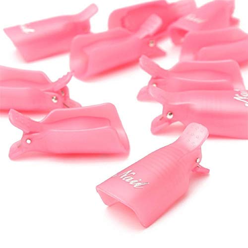 10PC Pink Plastic Nail Art Soak Off Clip