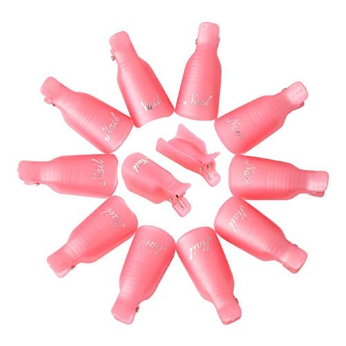 10PC Pink Plastic Nail Art Soak Off Clip