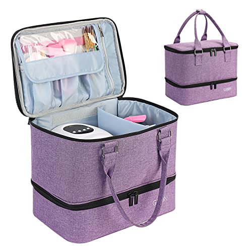 Purple Nail Polish Organizer Bag with Double Layer Storage