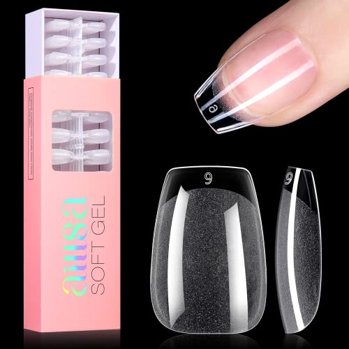 Matte Pre-filed Soft Gel Coffin Nail Tips - Clear Gelly Tips (8 words)