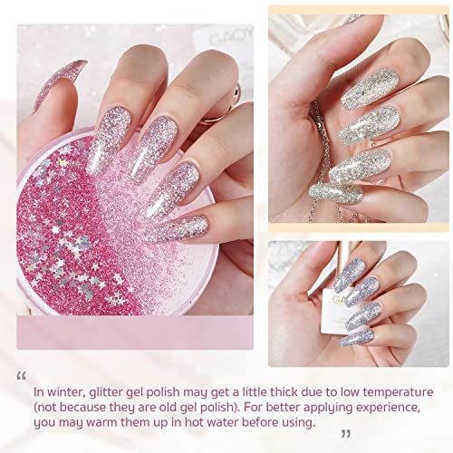 6 Colors of GAOY Chrome Platinum Glitter Nail Polish