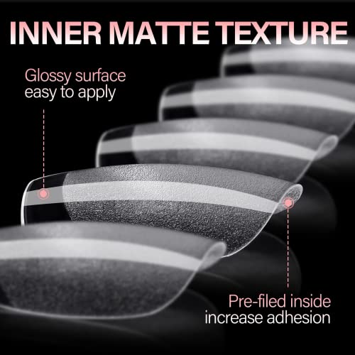 Matte Pre-filed Soft Gel Coffin Nail Tips - Clear Gelly Tips (8 words)
