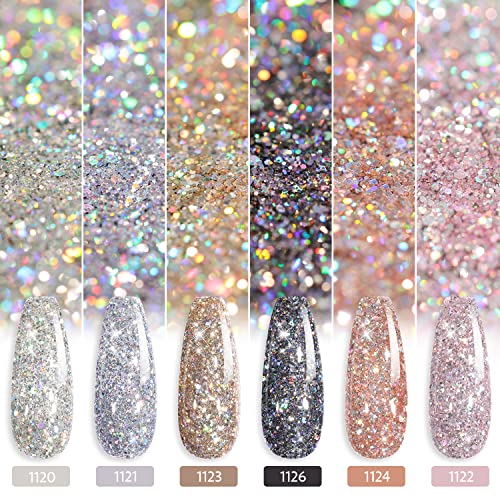 6 Colors of GAOY Chrome Platinum Glitter Nail Polish
