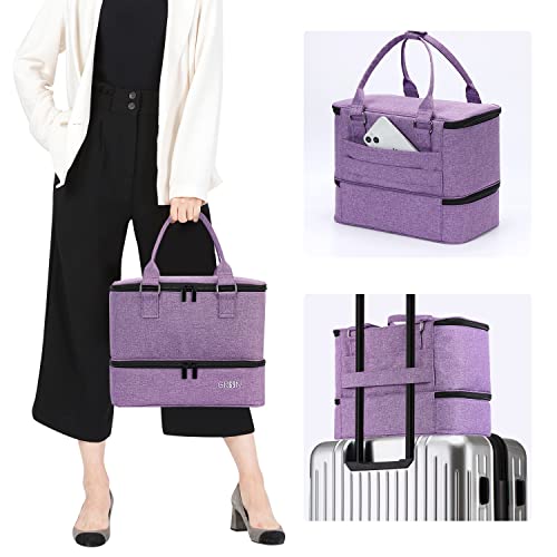 Purple Nail Polish Organizer Bag with Double Layer Storage