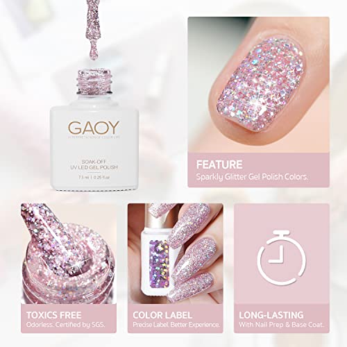 6 Colors of GAOY Chrome Platinum Glitter Nail Polish