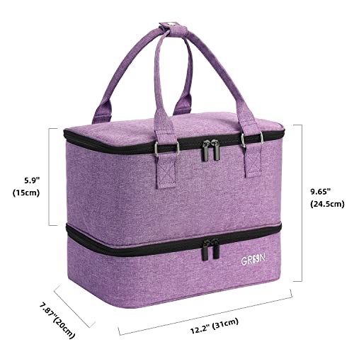 Purple Nail Polish Organizer Bag with Double Layer Storage