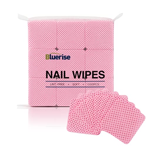 BLUERISE Pink Nail Wipes - 1000pcs Gel Remover Pads