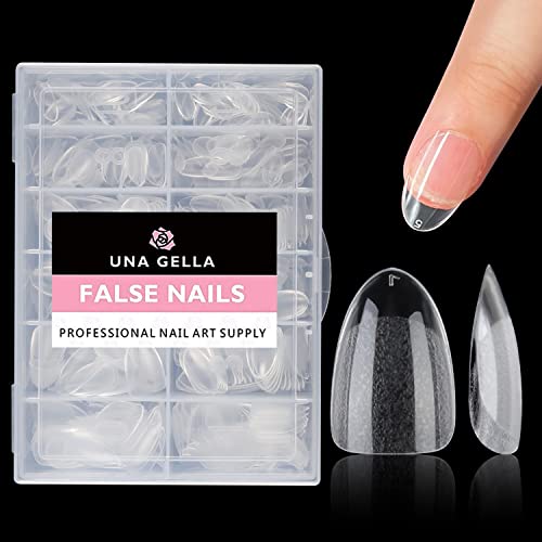 UNA GELLA Short Almond Round Fake Nails Set