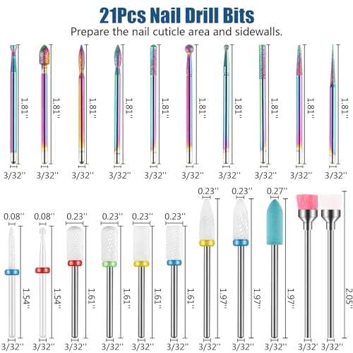 21-piece Nail Drill Bits Set-Nail File and Bit Kit