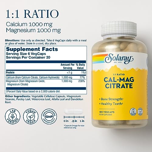 Solaray Calcium Magnesium 1:1 Ratio, Bone & Muscle Support