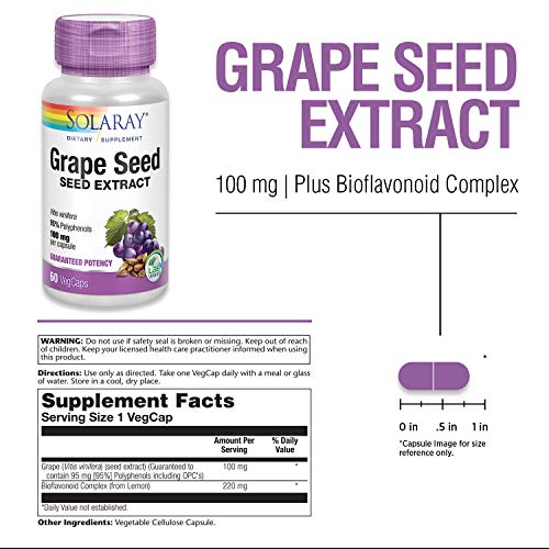 SOLARAY Grape Seed Extract 100mg for Cardiovascular Health