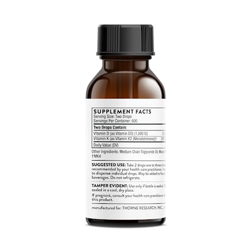 Thorne Vitamin D + K2 Liquid - Bone & Muscle Support