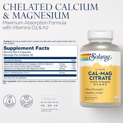 Solaray Cal-Mag Citrate Capsules with D-3 & K-2