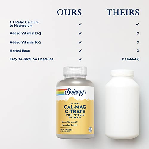 Solaray Cal-Mag Citrate Capsules with D-3 & K-2