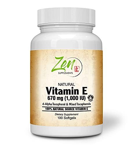 High Potency Natural Vitamin E Capsules - 1000IU
