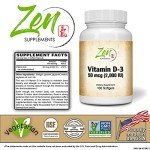Zen Supplements Vitamin D3 2000 IU Softgels