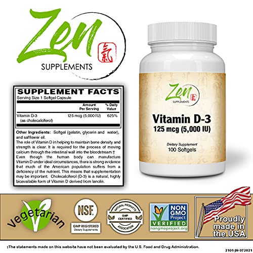 Vitamin D-3 5000 IU Softgel for Optimal Health