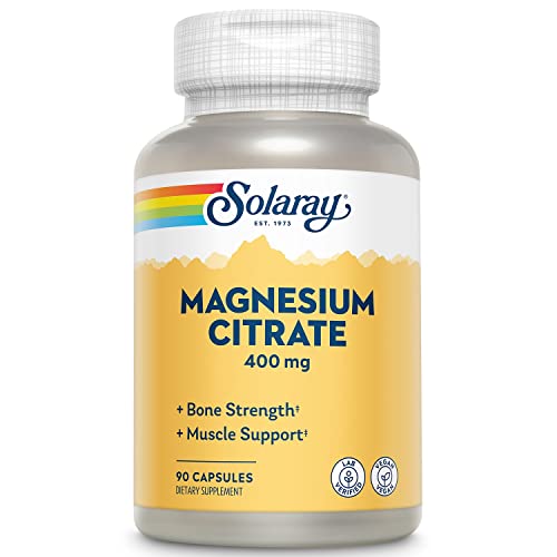 Solaray Magnesium Citrate, 400mg, 90 Veg Capsules - 2 Pack