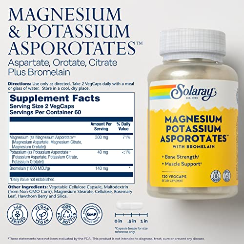 Solaray Magnesium & Potassium with Bromelain VegCaps