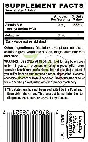 Sleep Support: Melatonin 3mg with B-6 - Herbal Remedy
