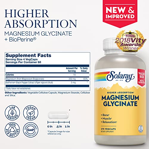 Solaray Magnesium Glycinate for Stress Support, Muscle Relaxation
