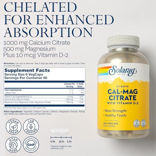 Solaray Calcium Magnesium with Vitamin D2, Healthy Support